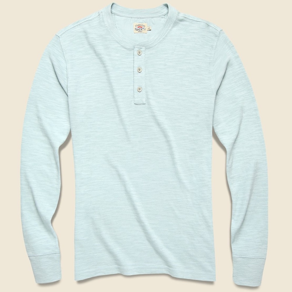 Faherty Slub Cotton Henley in Glacier Blue